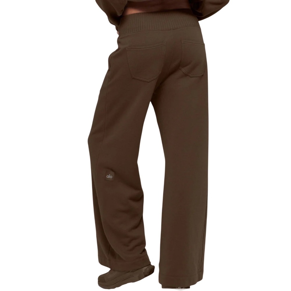 ALO Yoga Serenity Wide Leg Sweatpants M Espresso Brown Accolade Quiet Luxury - Picture 2 of 9